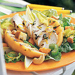 CHICKEN AND MELON SALAD WITH ORANGE BASIL DRESSING