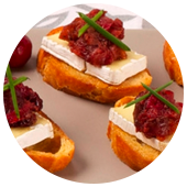 BRIE OR CAMEMBERT CANAPES WITH CRANBERRY PEAR CHUTNEY