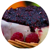 GINA’S BBQ BRIE WITH RASPBERRIES 
