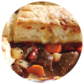 BEEF STEW WITH CHEESE BISCUITS