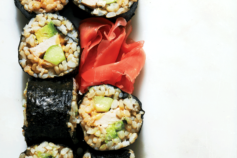 CHICKEN AND AVOCADO BROWN RICE SUSHI ROLLS